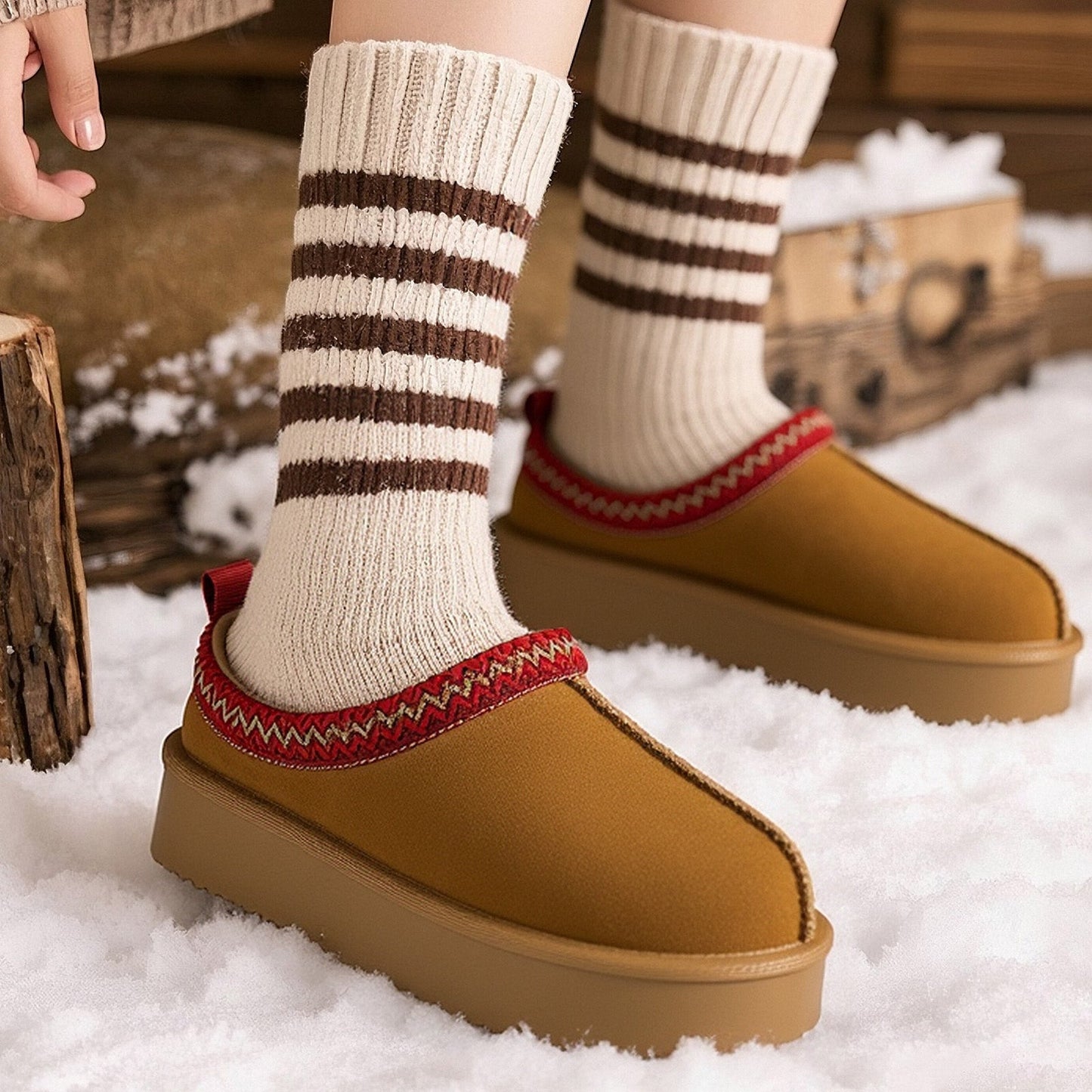 Ceenqo | Suede Braided Fluffy Slippers