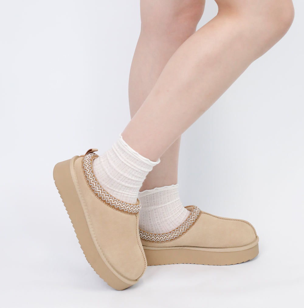 Ceenqo | Suede Braided Fluffy Slippers