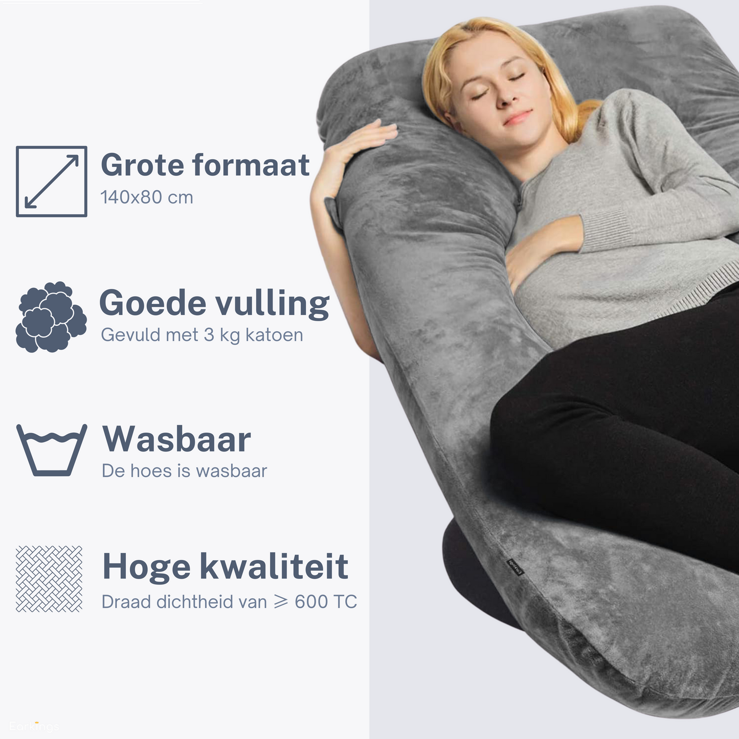 Zijslaapkussen 140x80cm