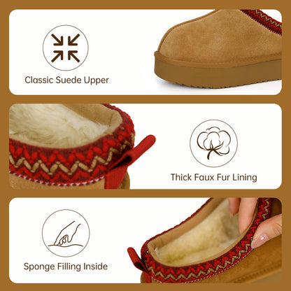 Ceenqo | Suede Braided Fluffy Slippers