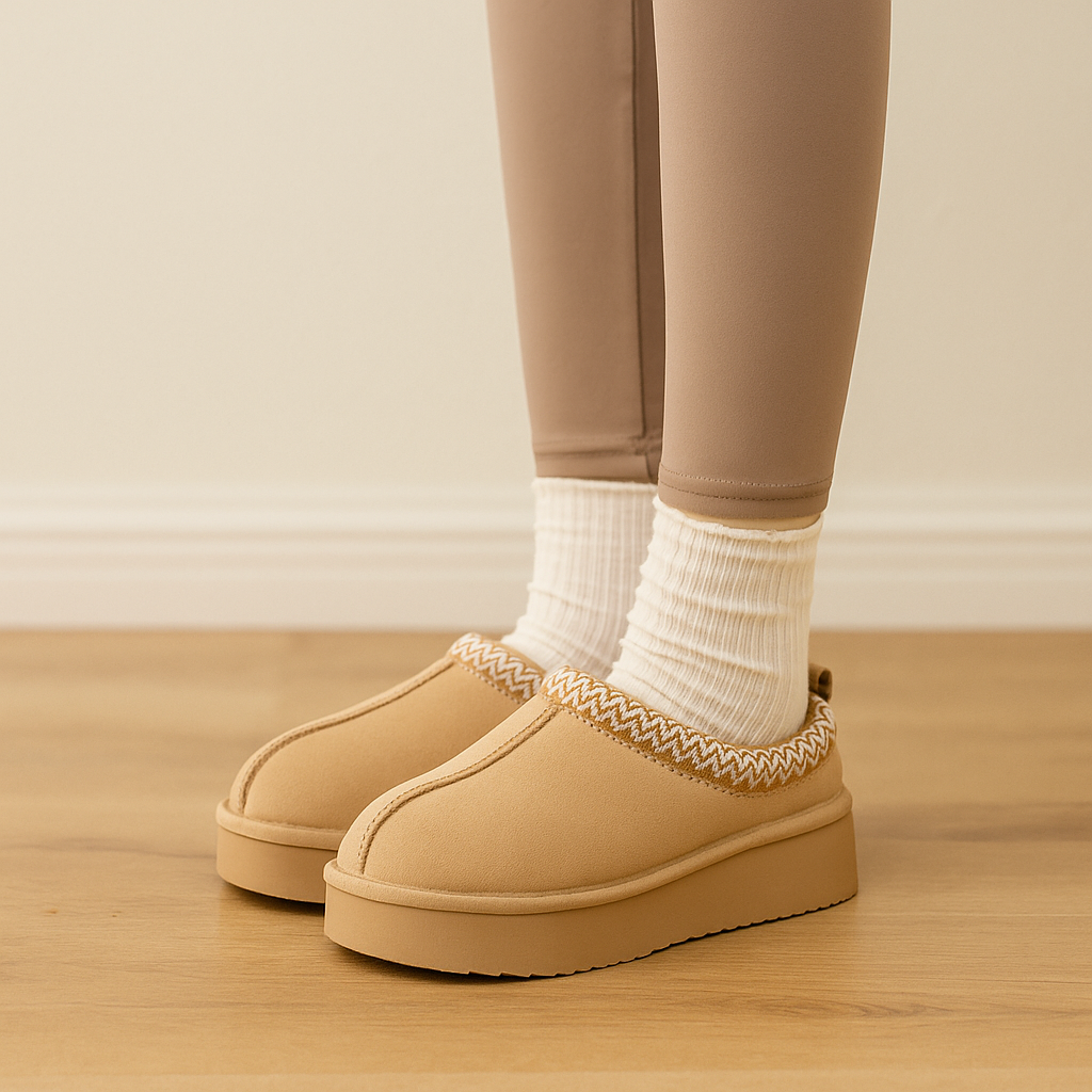 Ceenqo | Suede Braided Fluffy Slippers